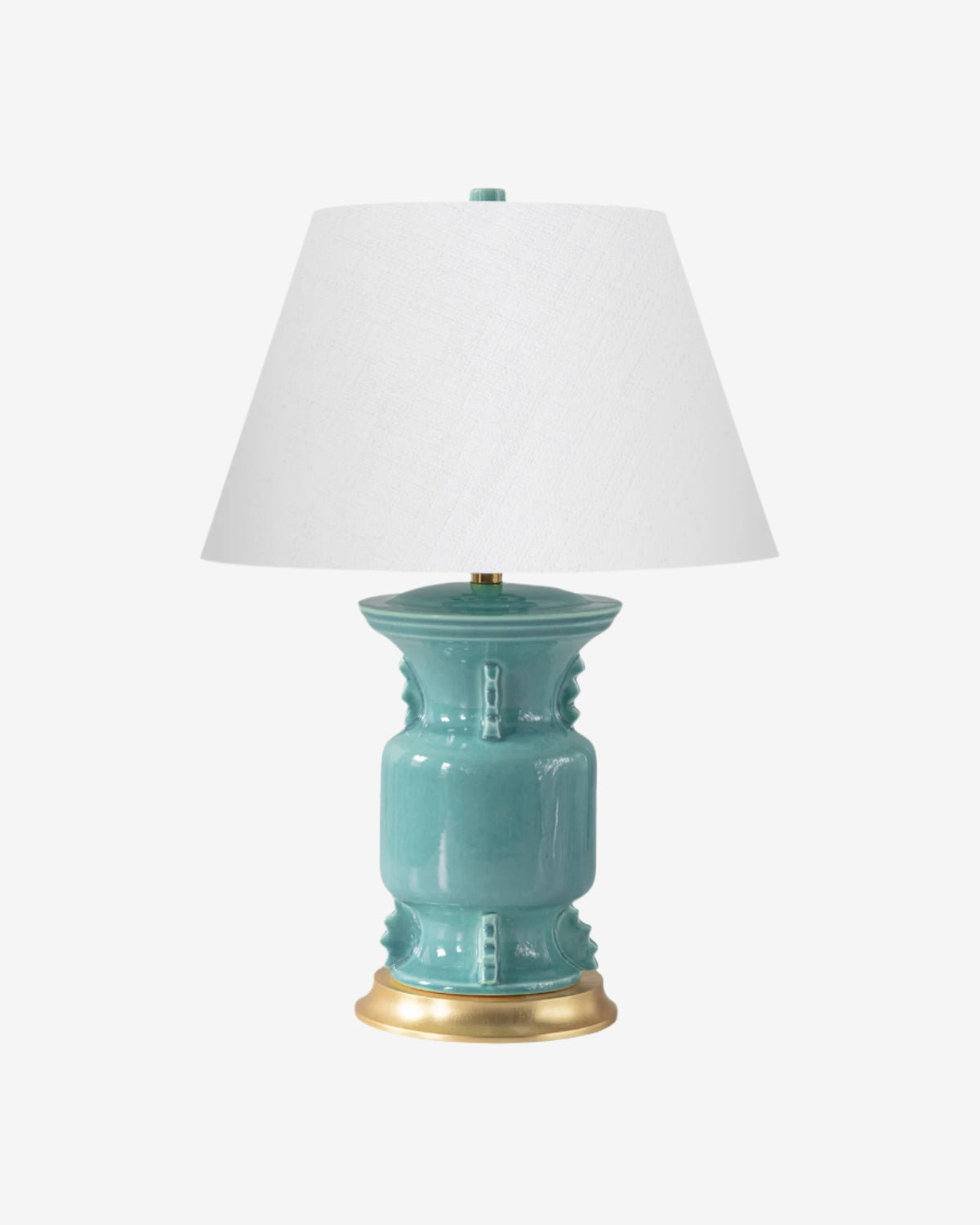 Robin&#39;s Egg On a Gold Stand With 14&quot; Empire Shade