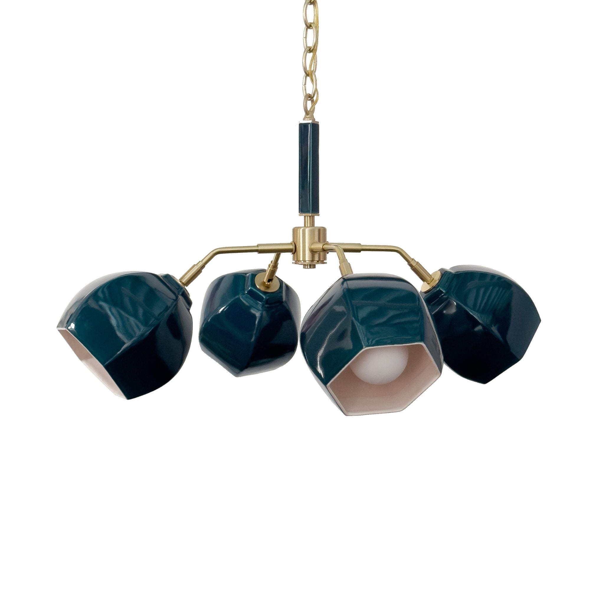Barnacle Cluster Articulating Pendant in Teal with Hewn Brass