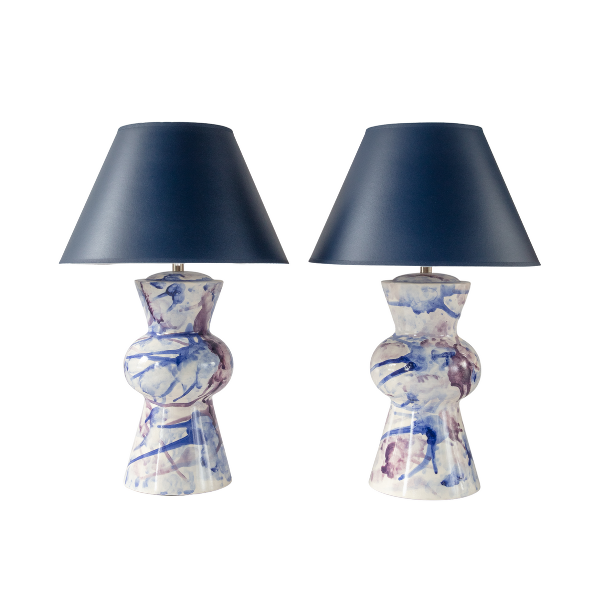 Watercolor Ginger Table Lamp with Navy Empire Shade