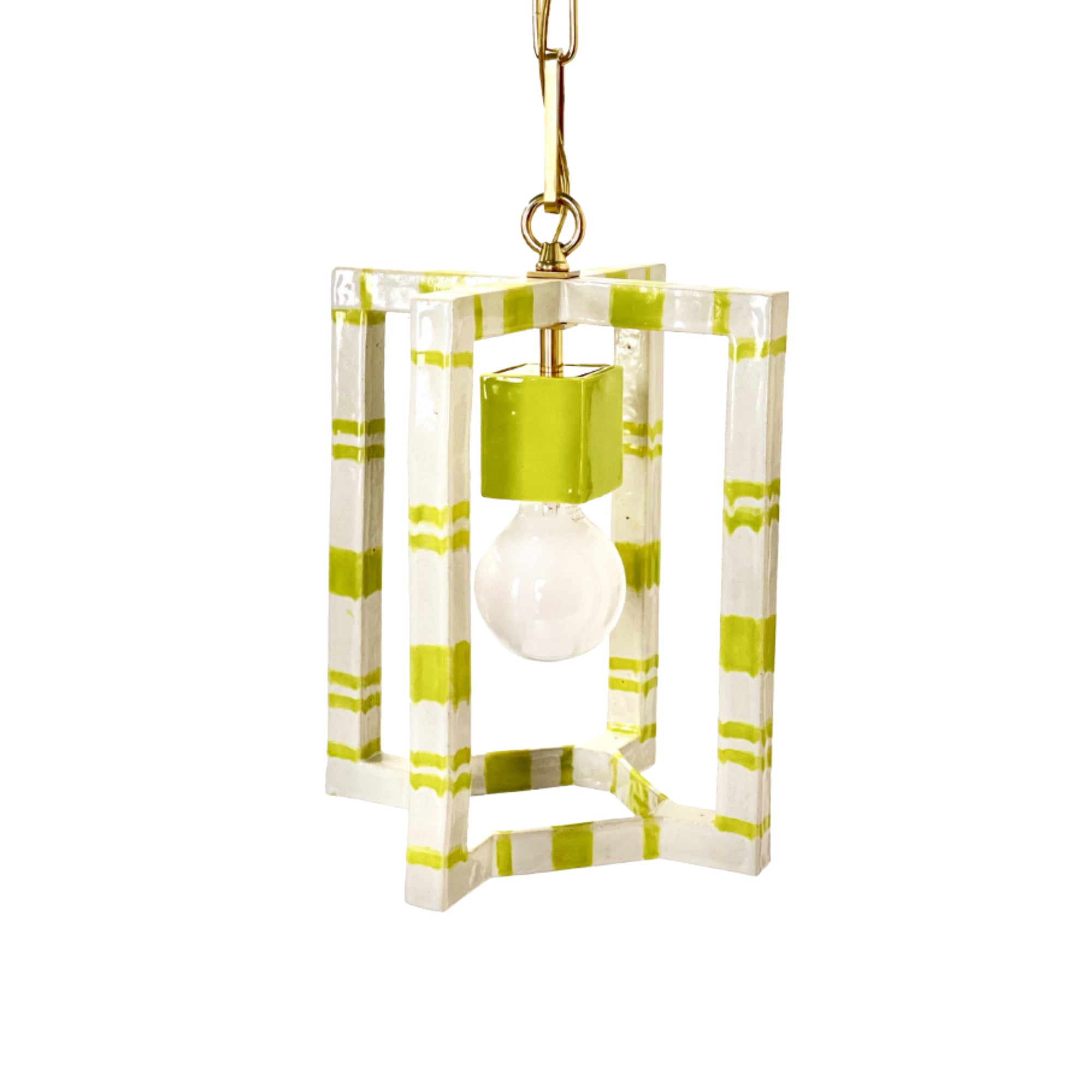 Lime & White Stripe with Lime cube with Brass